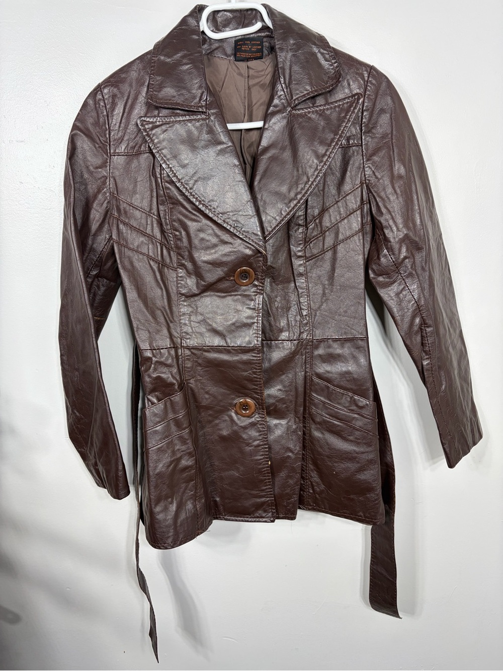 Vintage Opera Canada Brown Genuine Leather Belted Jacket Blazer Women’s 5/6